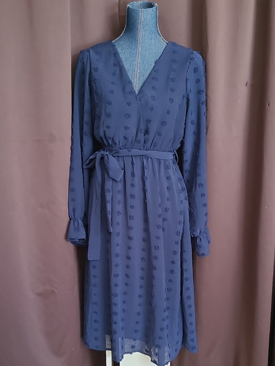 Baltic Born Dresses & Skirts - Baltic Born Navy Blue Midi Dress with Tie Waist